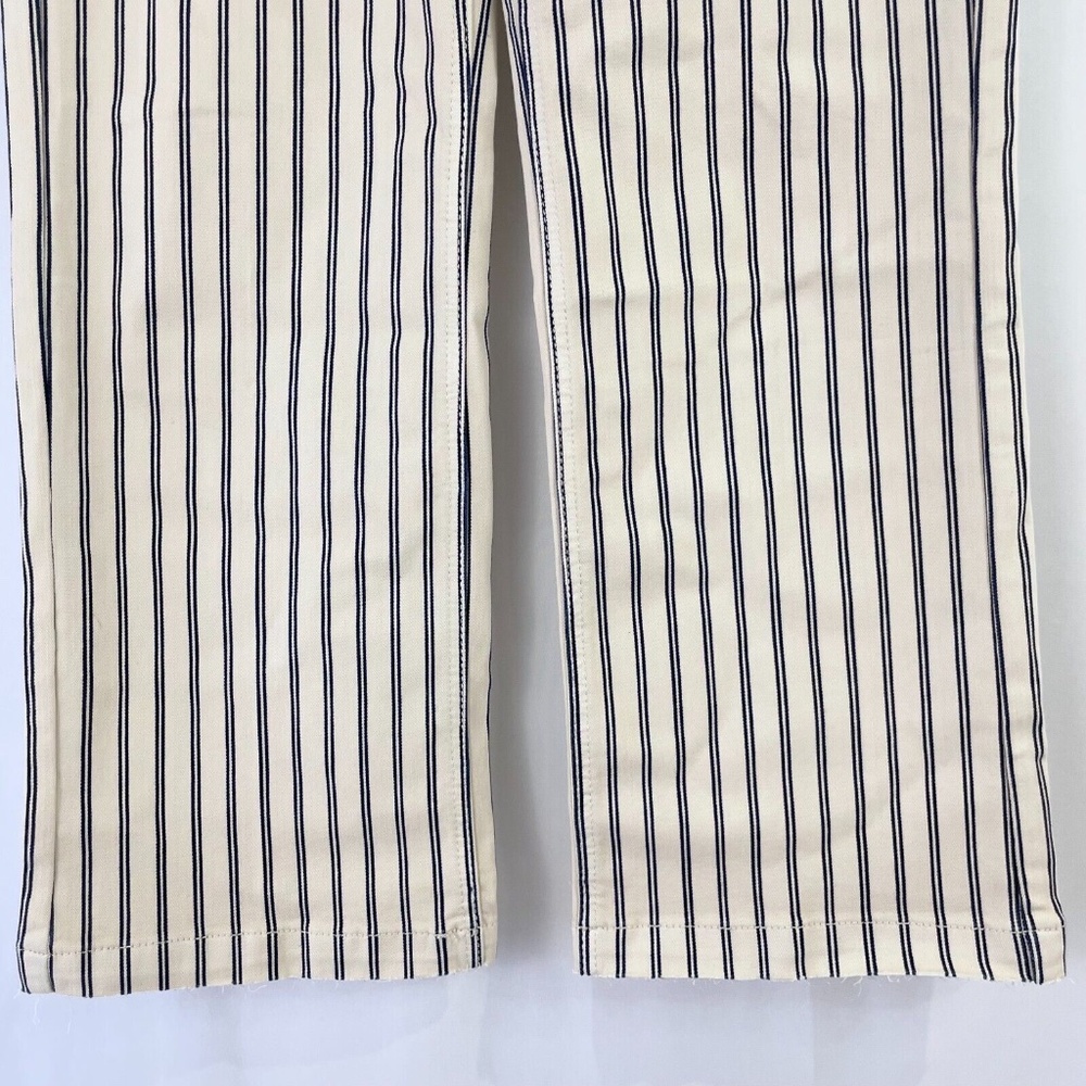 New Sam Edelman Striped Wide Leg Cropped Pants Chelsea Cream Indigo Size 27 / 4 - Picture 9 of 16